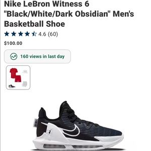 Mens NIKE Lebron James Witness 6 size 9.5 basketball shoes. EUC.